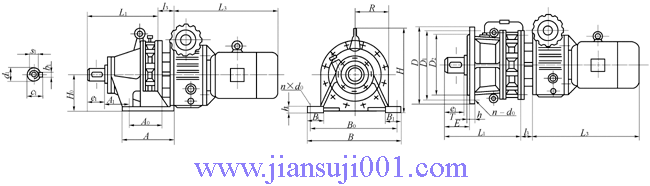 (MB)MBN無級(jí)變速器配單級(jí)擺線減速器外形尺寸