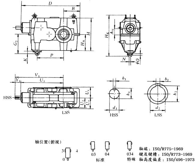 3TKC140N~400N型三級錐齒輪—斜齒輪減速器外形尺寸